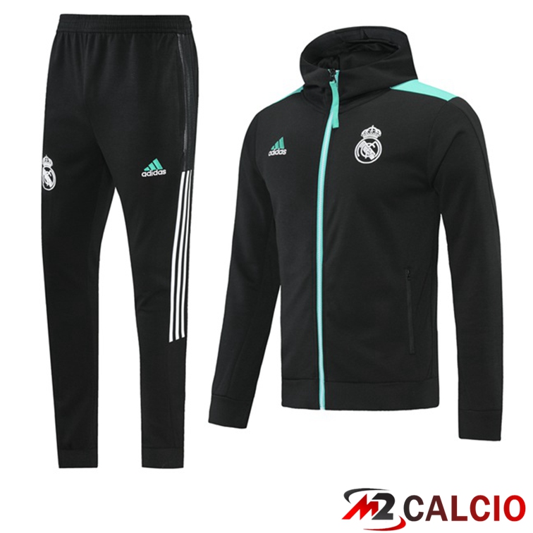 Maglie Calcio Personalizzate,Tute Calcio Squadre,Maglia Nazionale Italiana Calcio | Giacca Con Cappuccio Tuta Real Madrid Nero 2021/2022