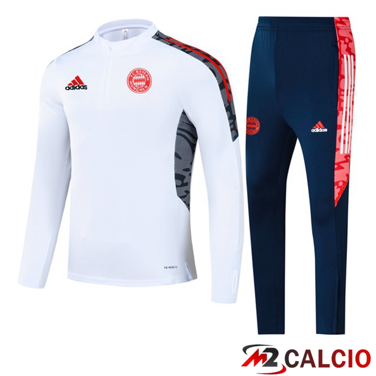Maglie Calcio Personalizzate,Tute Calcio Squadre,Maglia Nazionale Italiana Calcio | Insieme Tuta Calcio Bayern Monaco Bianco 2021/2022