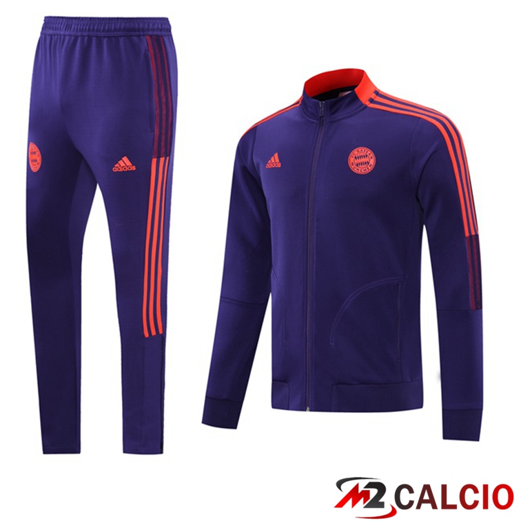Maglie Calcio Personalizzate,Tute Calcio Squadre,Maglia Nazionale Italiana Calcio | Insieme Tuta Calcio - Giacca Bayern Monaco Viola 2021/2022