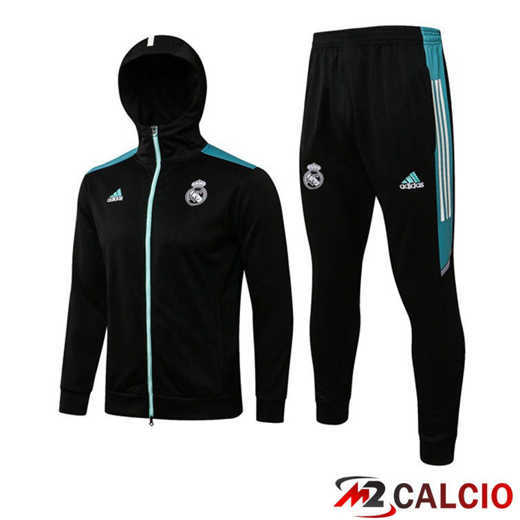 Maglie Calcio Personalizzate,Tute Calcio Squadre,Maglia Nazionale Italiana Calcio | Giacca Con Cappuccio Tuta Real Madrid Nero 2021/2022