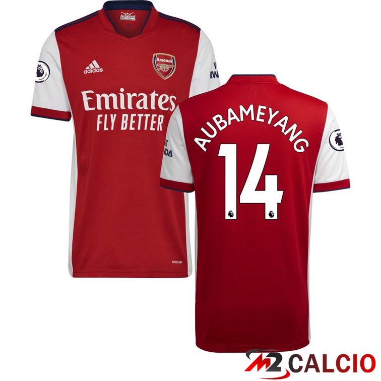 Maglie Calcio Personalizzate,Tute Calcio Squadre,Maglia Nazionale Italiana Calcio | Maglia FC Arsenal (AUBAMEYANG 14) Prima Rosso/Bianco 2021/2022