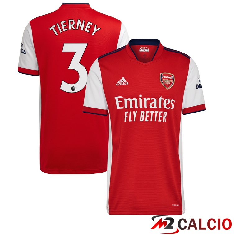 Maglie Calcio Personalizzate,Tute Calcio Squadre,Maglia Nazionale Italiana Calcio | Maglia FC Arsenal (KIERAN TIERNEY 3) Prima Rosso/Bianco 2021/2022