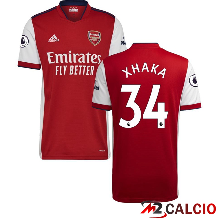 Maglie Calcio Personalizzate,Tute Calcio Squadre,Maglia Nazionale Italiana Calcio | Maglia FC Arsenal (XHAKA 34) Prima Rosso/Bianco 2021/2022