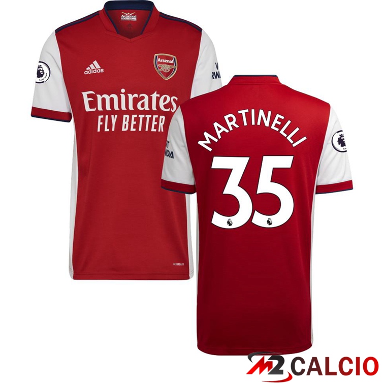 Maglie Calcio Personalizzate,Tute Calcio Squadre,Maglia Nazionale Italiana Calcio | Maglia FC Arsenal (MARTINELLI 35) Prima Rosso/Bianco 2021/2022