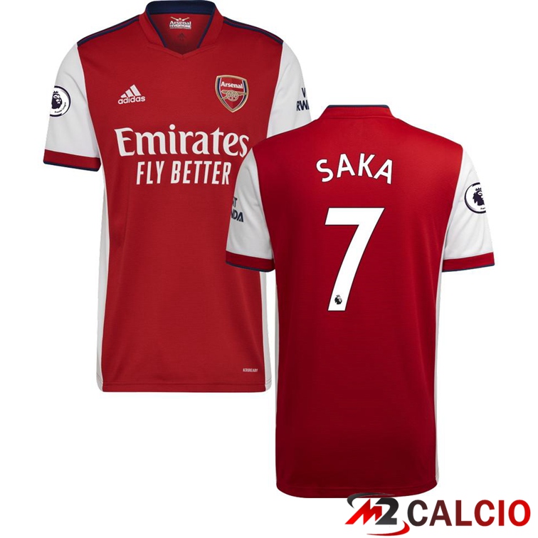 Maglie Calcio Personalizzate,Tute Calcio Squadre,Maglia Nazionale Italiana Calcio | Maglia FC Arsenal (SAKA 7) Prima Rosso/Bianco 2021/2022