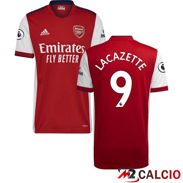 Maglie Calcio Personalizzate,Tute Calcio Squadre,Maglia Nazionale Italiana Calcio | Maglia FC Arsenal (LACAZETTE 9) Prima Rosso/Bianco 2021/2022