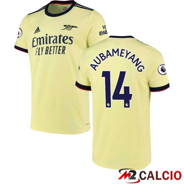 Maglie Calcio Personalizzate,Tute Calcio Squadre,Maglia Nazionale Italiana Calcio | Maglia FC Arsenal (AUBAMEYANG 14) Seconda Giallo 2021/2022