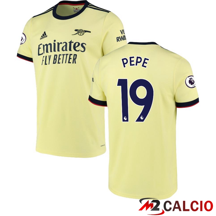 Maglie Calcio Personalizzate,Tute Calcio Squadre,Maglia Nazionale Italiana Calcio | Maglia FC Arsenal (PEPE 19) Seconda Giallo 2021/2022