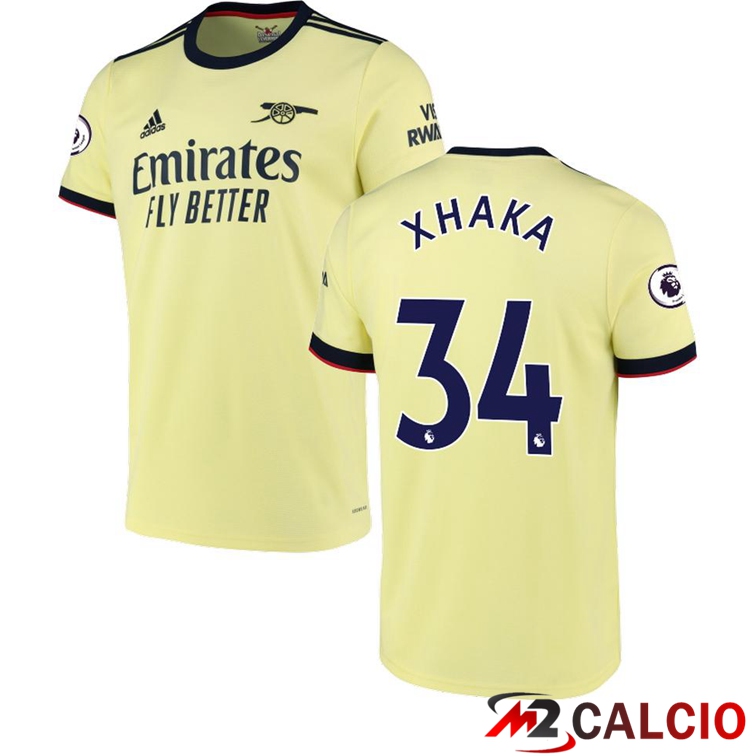 Maglie Calcio Personalizzate,Tute Calcio Squadre,Maglia Nazionale Italiana Calcio | Maglia FC Arsenal (XHAKA 34) Seconda Giallo 2021/2022