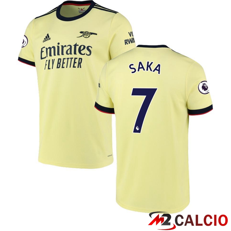 Maglie Calcio Personalizzate,Tute Calcio Squadre,Maglia Nazionale Italiana Calcio | Maglia FC Arsenal (SAKA 7) Seconda Giallo 2021/2022