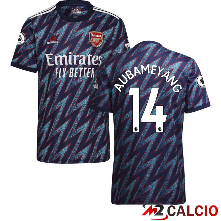 Maglie Calcio Personalizzate,Tute Calcio Squadre,Maglia Nazionale Italiana Calcio | Maglia FC Arsenal (AUBAMEYANG 14) Terza Blu 2021/2022