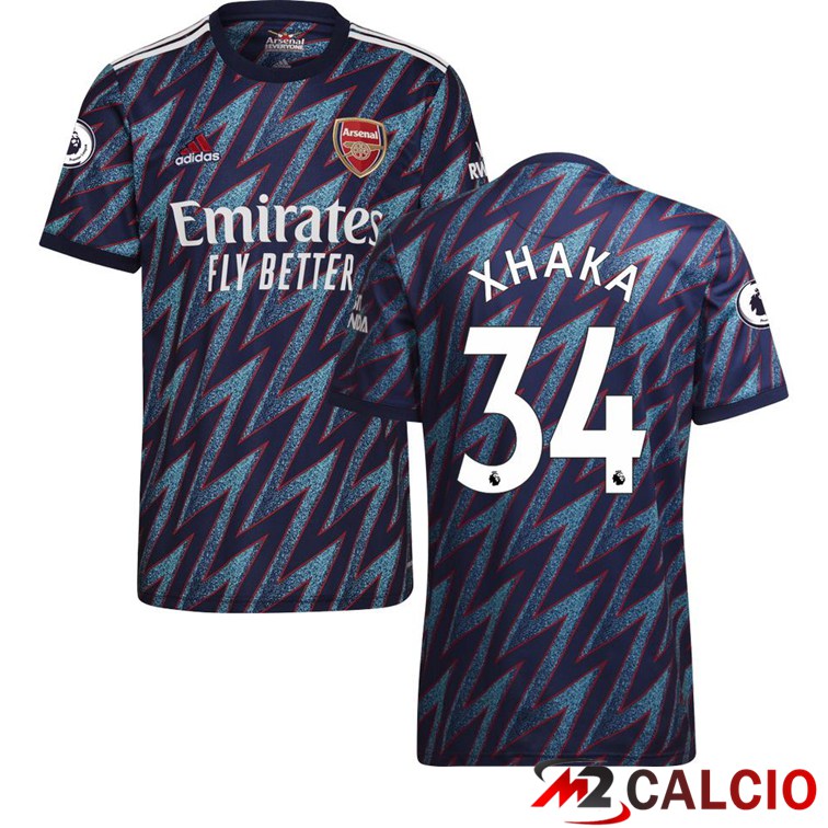 Maglie Calcio Personalizzate,Tute Calcio Squadre,Maglia Nazionale Italiana Calcio | Maglia FC Arsenal (XHAKA 34) Terza Blu 2021/2022