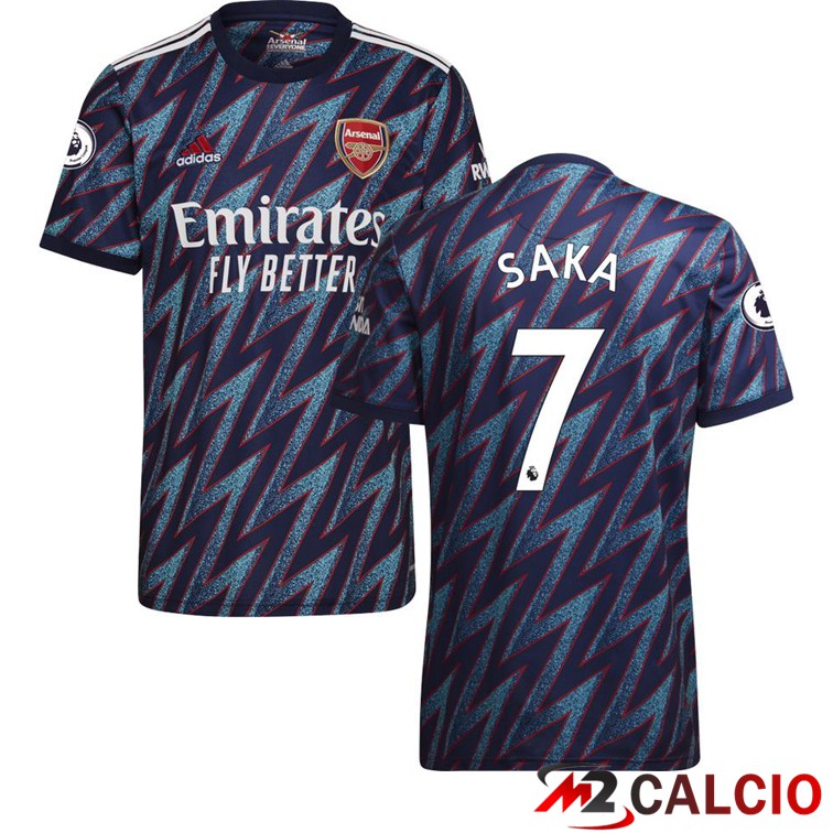 Maglie Calcio Personalizzate,Tute Calcio Squadre,Maglia Nazionale Italiana Calcio | Maglia FC Arsenal (SAKA 7) Terza Blu 2021/2022