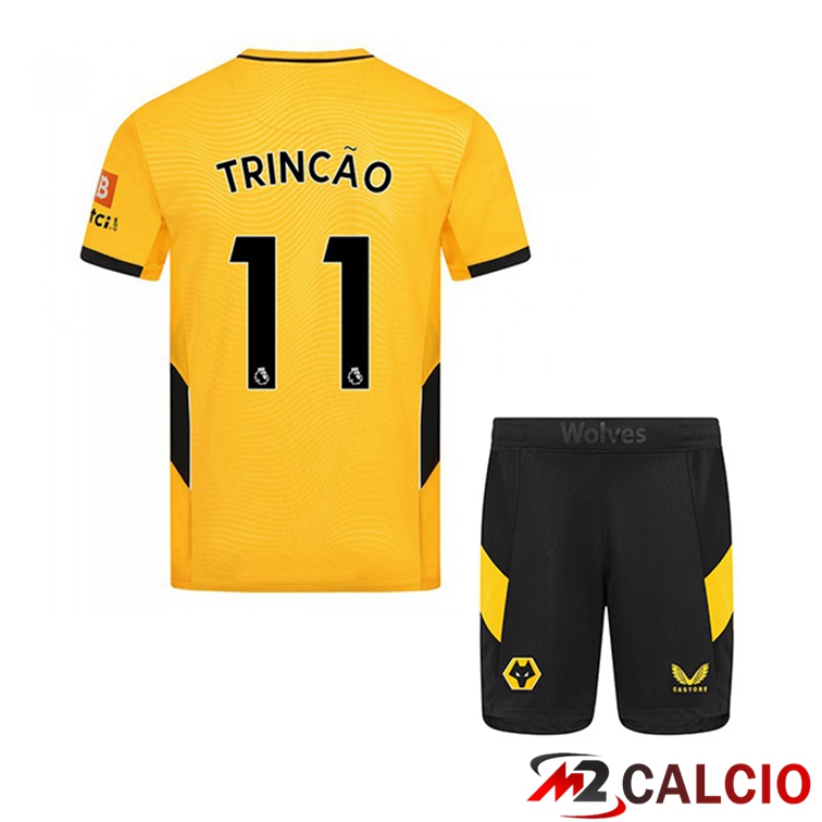 Maglie Calcio Personalizzate,Tute Calcio Squadre,Maglia Nazionale Italiana Calcio | Maglia Wolverhampton (TRINCÃO 11) Bambino Prima Giallo 2021/22