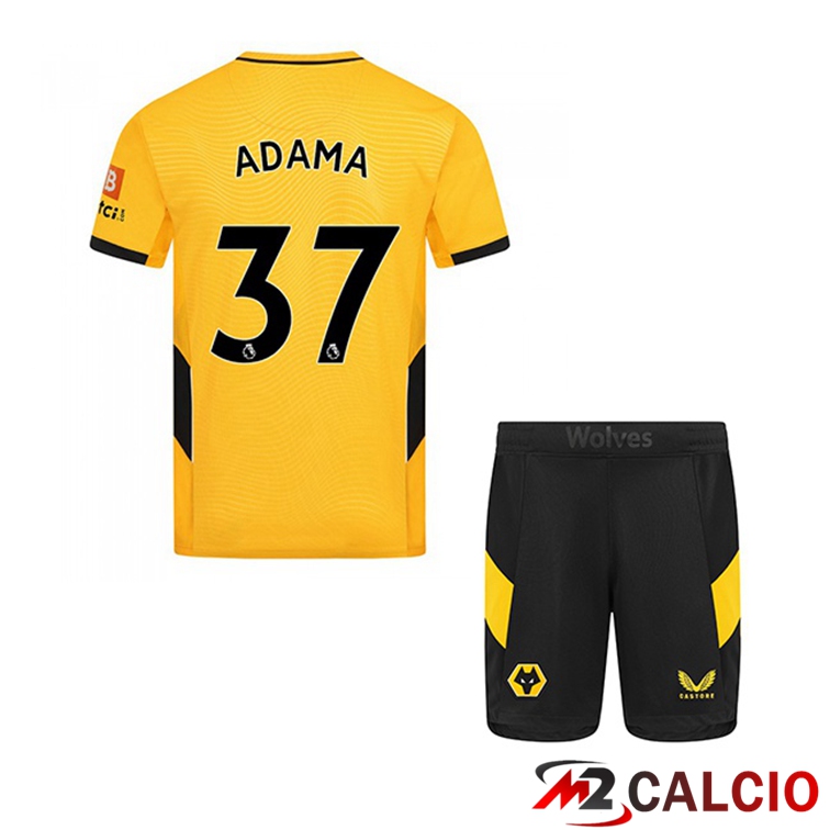 Maglie Calcio Personalizzate,Tute Calcio Squadre,Maglia Nazionale Italiana Calcio | Maglia Wolverhampton (ADAMA 37) Bambino Prima Giallo 2021/22