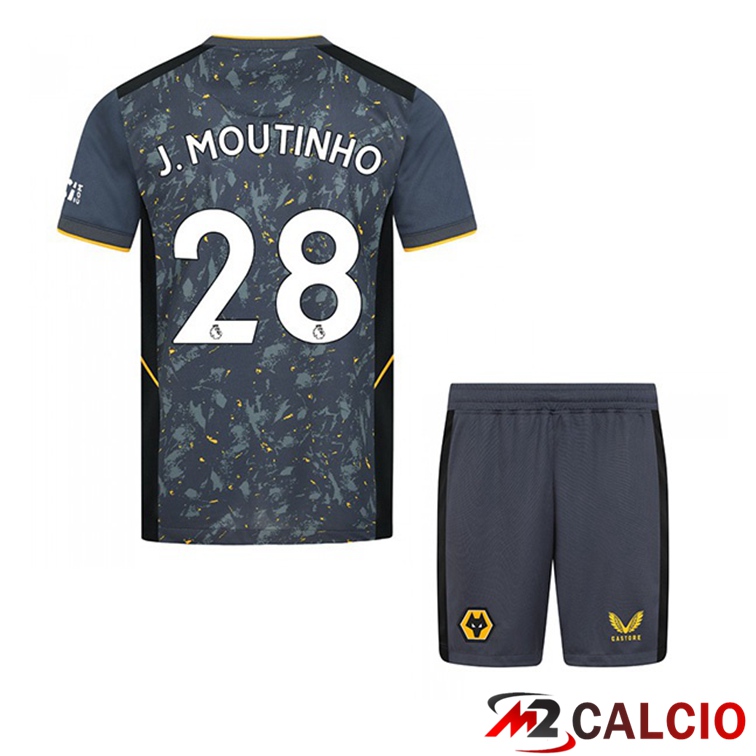 Maglie Calcio Personalizzate,Tute Calcio Squadre,Maglia Nazionale Italiana Calcio | Maglia Wolverhampton (J. MOUTINHO 28) Bambino Seconda Blu 2021/22