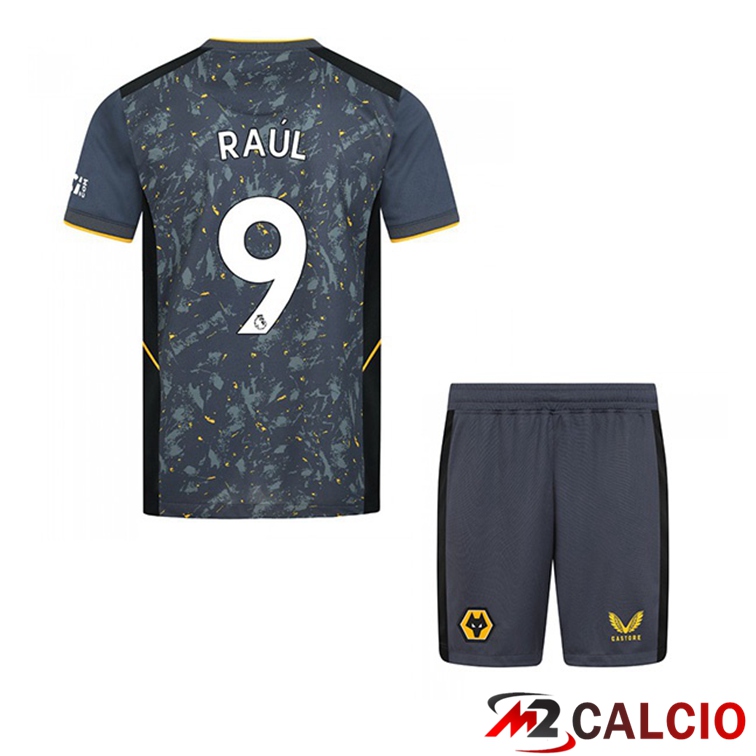 Maglie Calcio Personalizzate,Tute Calcio Squadre,Maglia Nazionale Italiana Calcio | Maglia Wolverhampton (RAUL 9) Bambino Seconda Blu 2021/22
