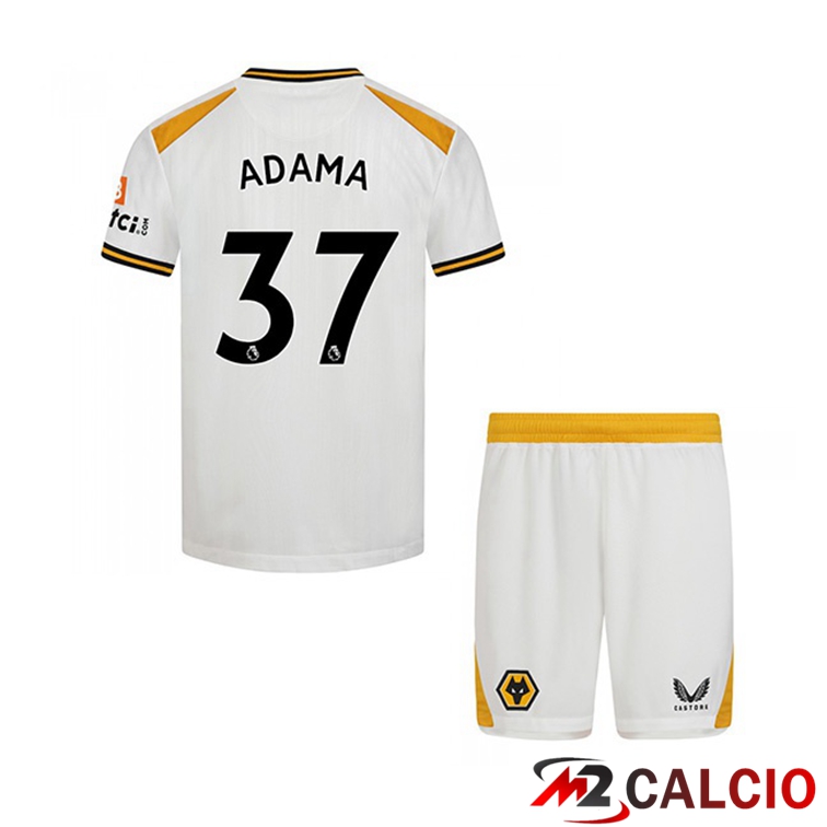 Maglie Calcio Personalizzate,Tute Calcio Squadre,Maglia Nazionale Italiana Calcio | Maglia Wolverhampton (ADAMA 37) Bambino Terza Bianco 2021/22