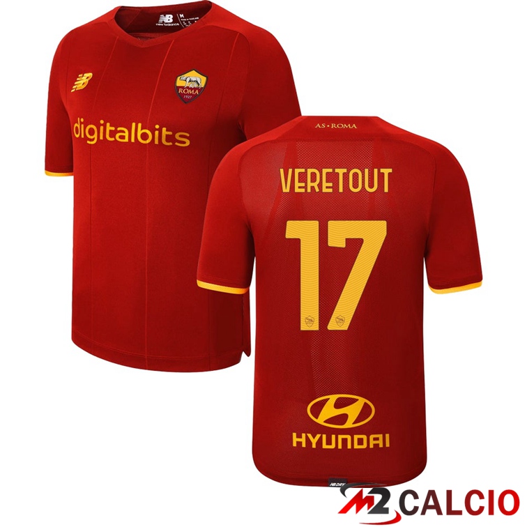Maglie Calcio Personalizzate,Tute Calcio Squadre,Maglia Nazionale Italiana Calcio | Maglie Calcio AS Roma（VERETOUT 17）Prima Rosso 2021/2022