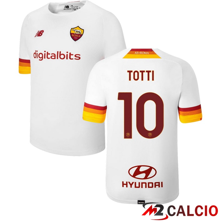 Maglie Calcio Personalizzate,Tute Calcio Squadre,Maglia Nazionale Italiana Calcio | Maglie Calcio AS Roma（TOTTI 10）Seconda Bianco 2021/2022