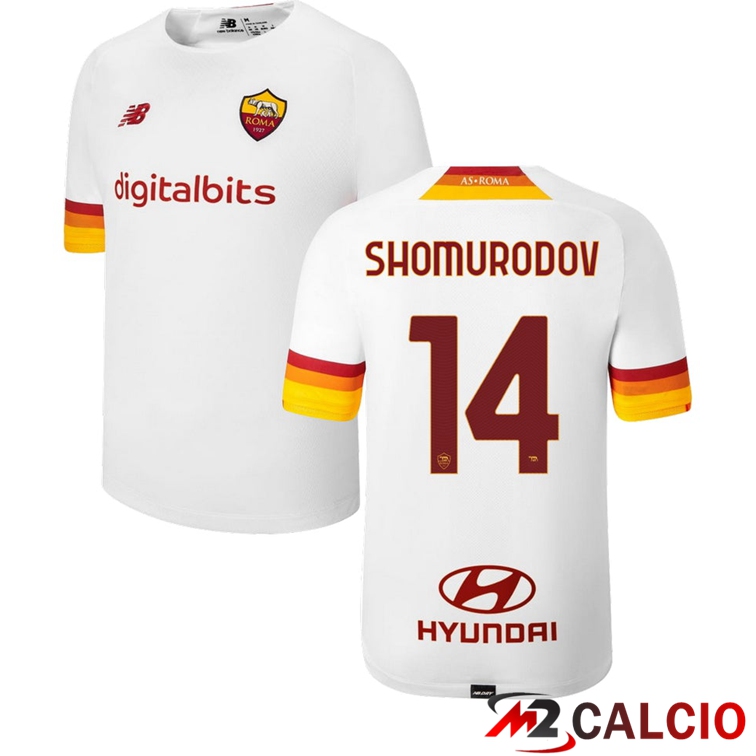 Maglie Calcio Personalizzate,Tute Calcio Squadre,Maglia Nazionale Italiana Calcio | Maglie Calcio AS Roma（SHOMURODOV 14）Seconda Bianco 2021/2022
