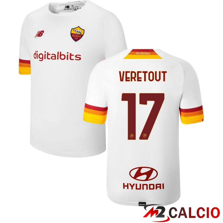 Maglie Calcio Personalizzate,Tute Calcio Squadre,Maglia Nazionale Italiana Calcio | Maglie Calcio AS Roma（VERETOUT 17）Seconda Bianco 2021/2022