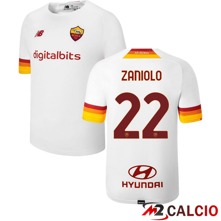 Maglie Calcio Personalizzate,Tute Calcio Squadre,Maglia Nazionale Italiana Calcio | Maglie Calcio AS Roma（ZANIOLO 22）Seconda Bianco 2021/2022
