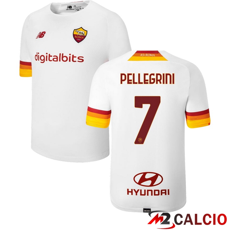 Maglie Calcio Personalizzate,Tute Calcio Squadre,Maglia Nazionale Italiana Calcio | Maglie Calcio AS Roma（PELLEGRINI 7）Seconda Bianco 2021/2022