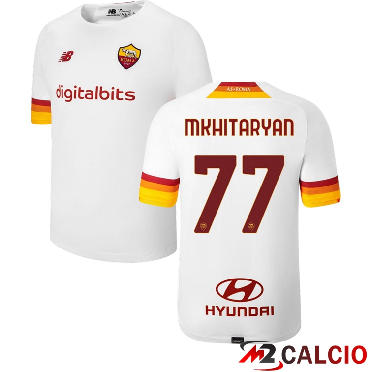 Maglie Calcio Personalizzate,Tute Calcio Squadre,Maglia Nazionale Italiana Calcio | Maglie Calcio AS Roma（MKHITARYAN 77）Seconda Bianco 2021/2022