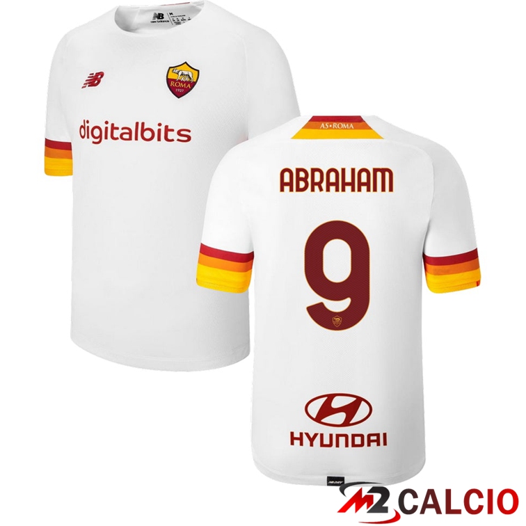 Maglie Calcio Personalizzate,Tute Calcio Squadre,Maglia Nazionale Italiana Calcio | Maglie Calcio AS Roma（ABRAHAM 9）Seconda Bianco 2021/2022