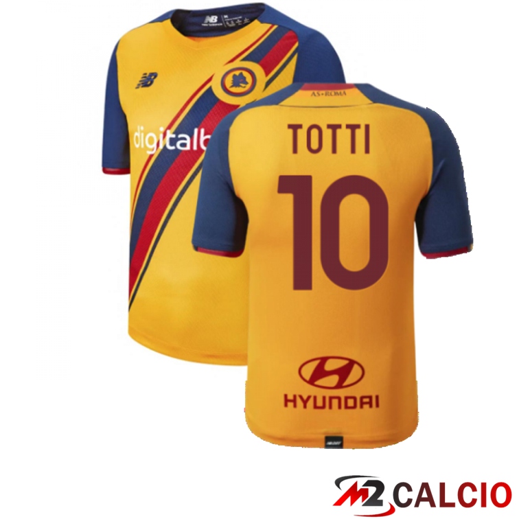 Maglie Calcio Personalizzate,Tute Calcio Squadre,Maglia Nazionale Italiana Calcio | Maglie Calcio AS Roma（TOTTI 10）Terza Giallo 2021/2022