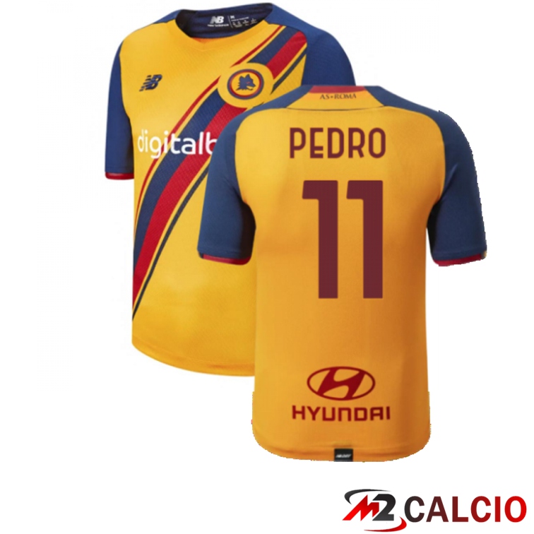 Maglie Calcio Personalizzate,Tute Calcio Squadre,Maglia Nazionale Italiana Calcio | Maglie Calcio AS Roma（PEDRO 11）Terza Giallo 2021/2022