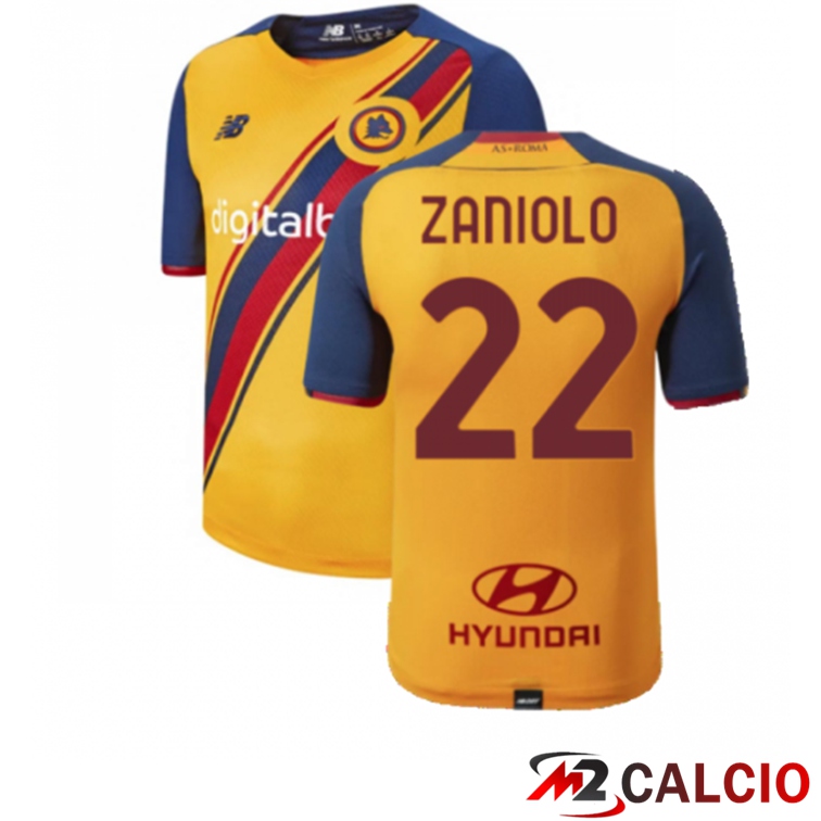 Maglie Calcio Personalizzate,Tute Calcio Squadre,Maglia Nazionale Italiana Calcio | Maglie Calcio AS Roma（ZANIOLO 22）Terza Giallo 2021/2022