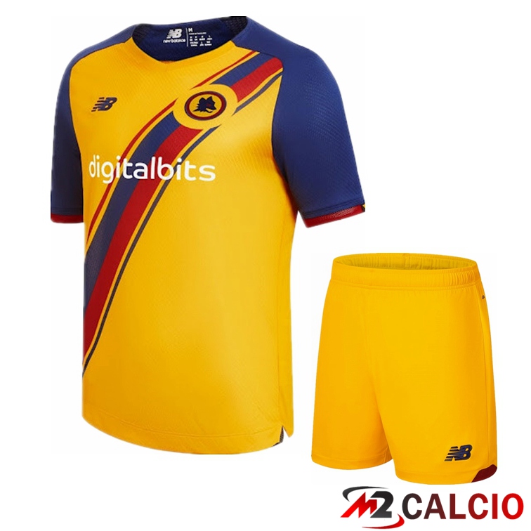 Maglie Calcio Personalizzate,Tute Calcio Squadre,Maglia Nazionale Italiana Calcio | Maglie Calcio AS Roma Bambino Terza Giallo 2021/2022