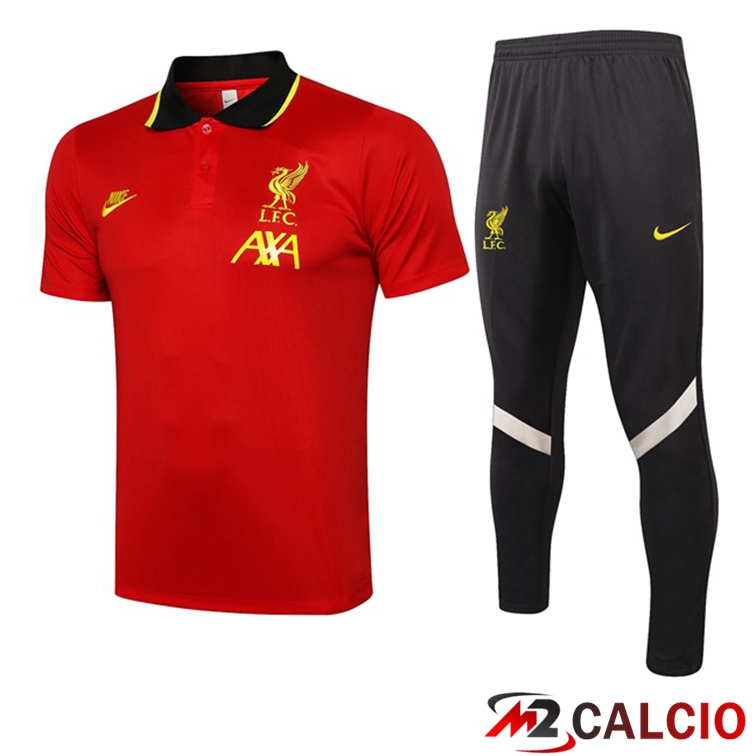Maglie Calcio Personalizzate,Tute Calcio Squadre,Maglia Nazionale Italiana Calcio | Maglia Polo FC Liverpool + Pantaloni Rosso 2021/2022