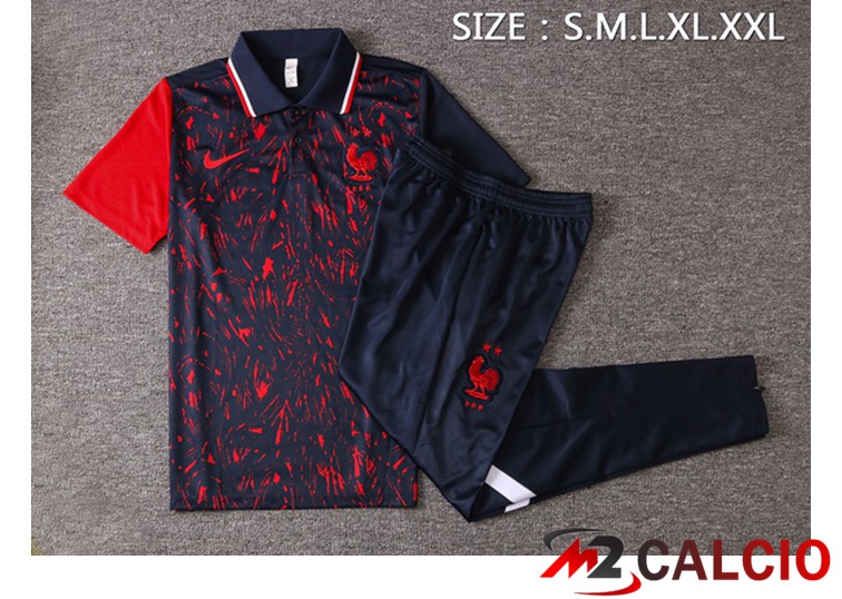 Maglia Polo Francia + Pantaloni Nero Rosso 2021/2022