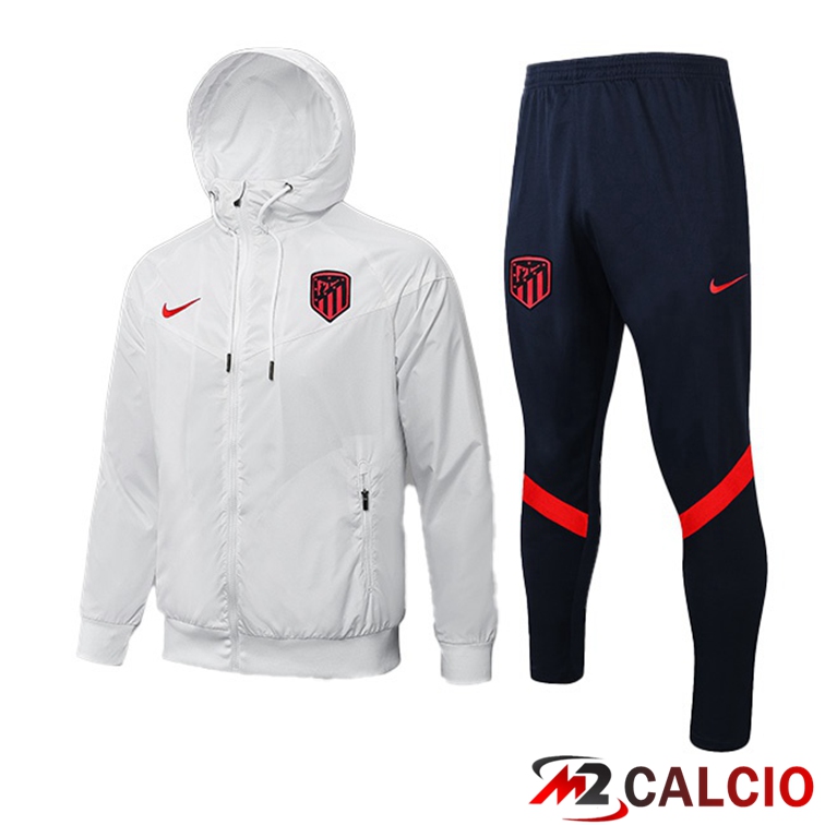 Maglie Calcio Personalizzate,Tute Calcio Squadre,Maglia Nazionale Italiana Calcio | Giacca Con Cappuccio Tuta Atletico Madrid Bianco 2021/2022