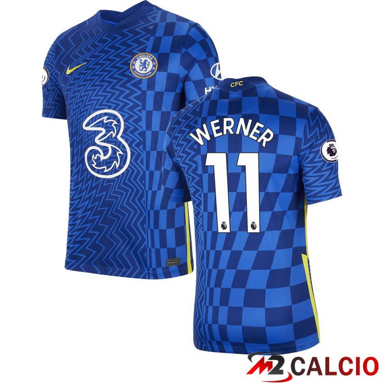 Maglie Calcio Personalizzate,Tute Calcio Squadre,Maglia Nazionale Italiana Calcio | Maglia FC Chelsea (WERNER 11) Prima Blu 2021/2022