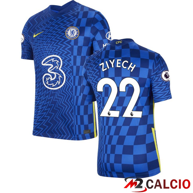 Maglie Calcio Personalizzate,Tute Calcio Squadre,Maglia Nazionale Italiana Calcio | Maglia FC Chelsea (ZIYECH 22) Prima Blu 2021/2022