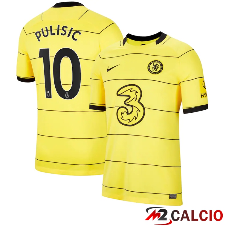 Maglie Calcio Personalizzate,Tute Calcio Squadre,Maglia Nazionale Italiana Calcio | Maglia FC Chelsea (PULISIC 10) Seconda Giallo 2021/2022