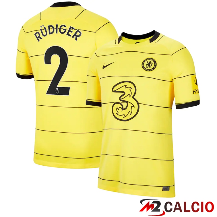Maglie Calcio Personalizzate,Tute Calcio Squadre,Maglia Nazionale Italiana Calcio | Maglia FC Chelsea (RÜDIGER 2) Seconda Giallo 2021/2022