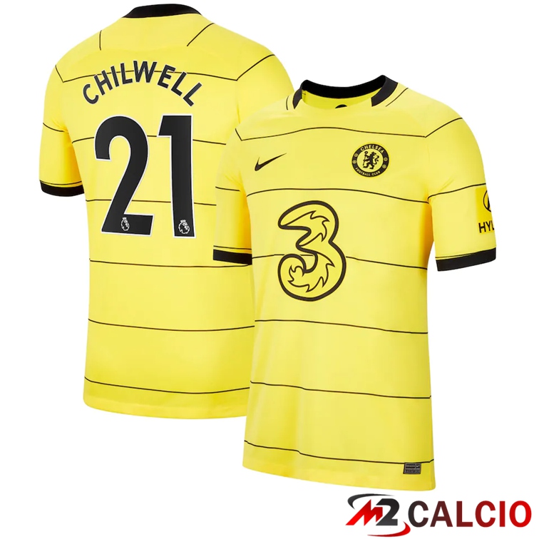 Maglie Calcio Personalizzate,Tute Calcio Squadre,Maglia Nazionale Italiana Calcio | Maglia FC Chelsea (CHILWELL 21) Seconda Giallo 2021/2022