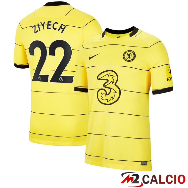 Maglie Calcio Personalizzate,Tute Calcio Squadre,Maglia Nazionale Italiana Calcio | Maglia FC Chelsea (ZIYECH 22) Seconda Giallo 2021/2022
