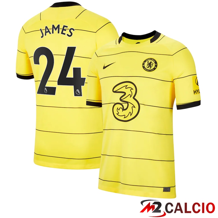 Maglie Calcio Personalizzate,Tute Calcio Squadre,Maglia Nazionale Italiana Calcio | Maglia FC Chelsea (James 24) Seconda Giallo 2021/2022