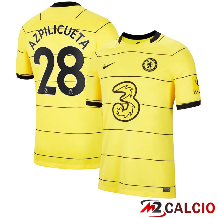 Maglie Calcio Personalizzate,Tute Calcio Squadre,Maglia Nazionale Italiana Calcio | Maglia FC Chelsea (AZPILICUETA 28) Seconda Giallo 2021/2022