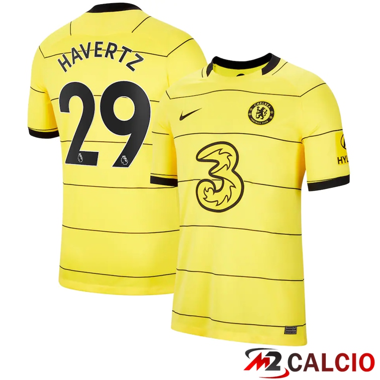 Maglie Calcio Personalizzate,Tute Calcio Squadre,Maglia Nazionale Italiana Calcio | Maglia FC Chelsea (HAVERTZ 29) Seconda Giallo 2021/2022