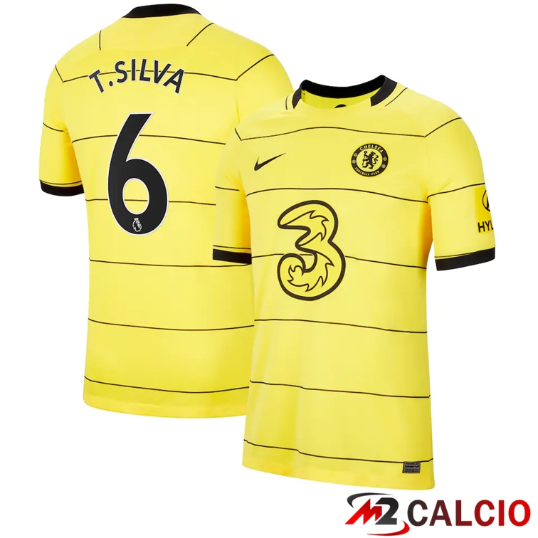 Maglie Calcio Personalizzate,Tute Calcio Squadre,Maglia Nazionale Italiana Calcio | Maglia FC Chelsea (T. Silva 6) Seconda Giallo 2021/2022