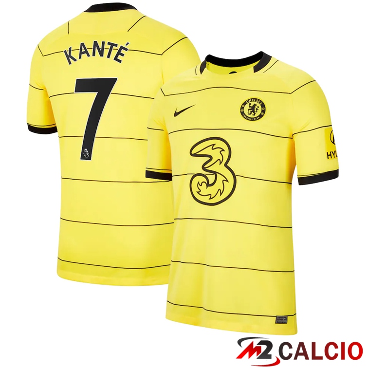 Maglie Calcio Personalizzate,Tute Calcio Squadre,Maglia Nazionale Italiana Calcio | Maglia FC Chelsea (KANTE 7) Seconda Giallo 2021/2022