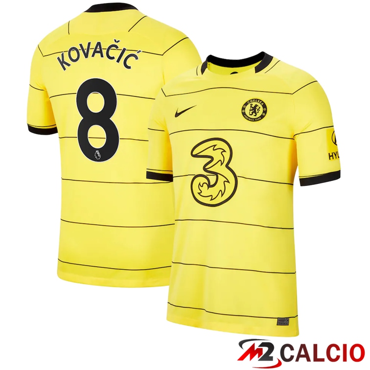 Maglie Calcio Personalizzate,Tute Calcio Squadre,Maglia Nazionale Italiana Calcio | Maglia FC Chelsea (Kovacic 8) Seconda Giallo 2021/2022