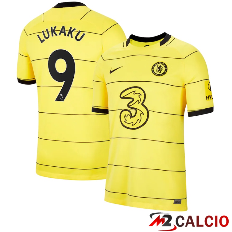 Maglie Calcio Personalizzate,Tute Calcio Squadre,Maglia Nazionale Italiana Calcio | Maglia FC Chelsea (LUKAKU 9) Seconda Giallo 2021/2022
